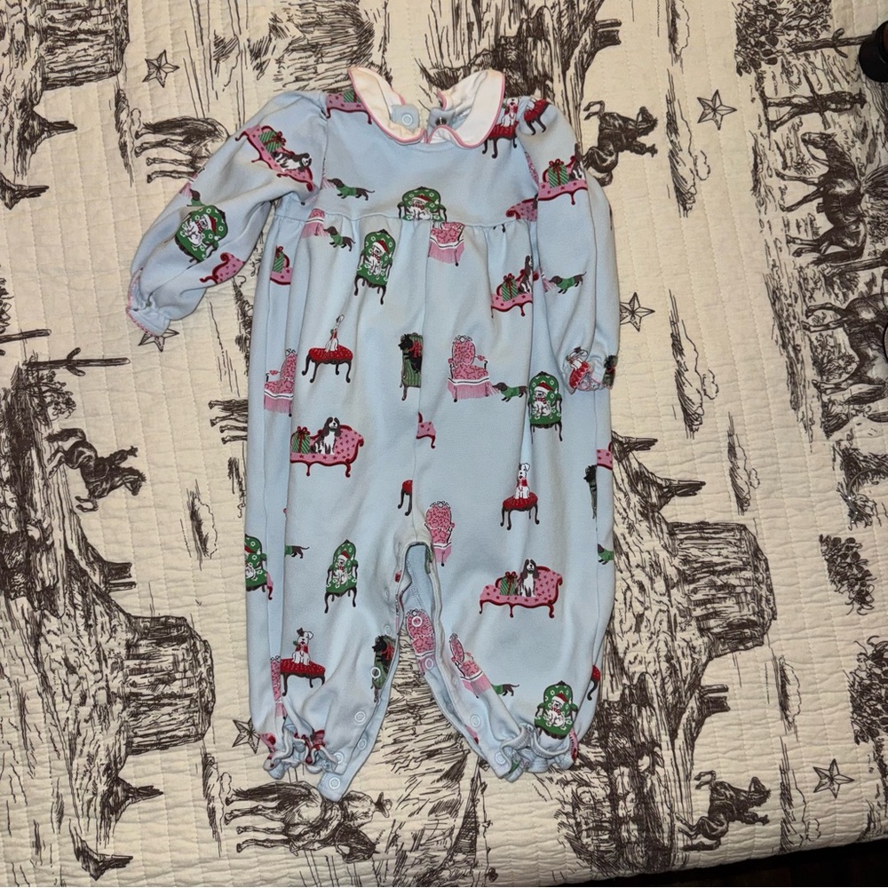 The Beaufort Bonnet Company Long Sleeve Britt Romper - Paw-recious with Hamptons